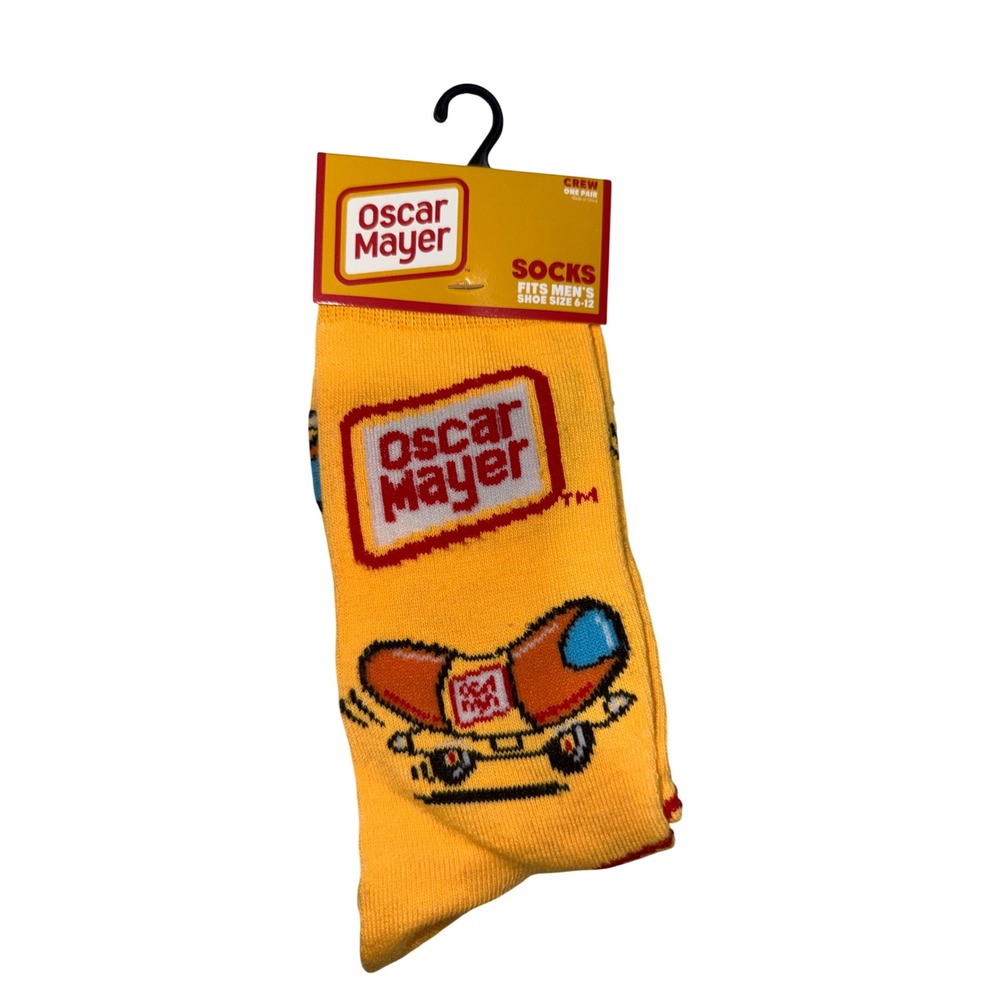 Oscar Mayer Wienermobile Crew Socks Mens Size 6-12 Yellow Novelty DT-31240MNCF